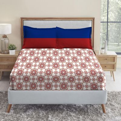 Mytrident Urban Comfort Queen Bedsheet - Majestic Mandala Red