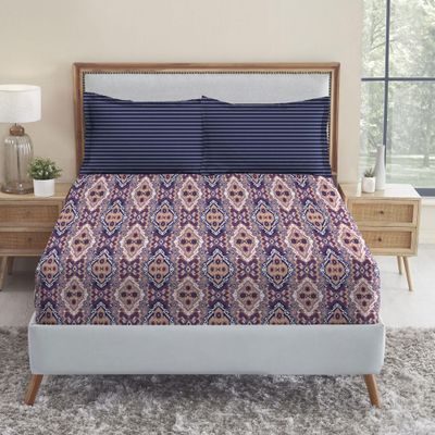 Mytrident Urban Comfort Queen Bedsheet - Modern Indigo