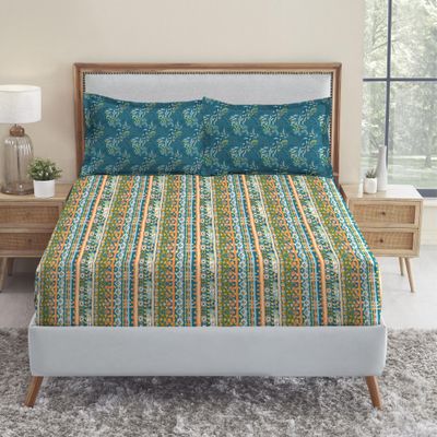 Mytrident Urban Comfort Queen Bedsheet - Midnight Bloom