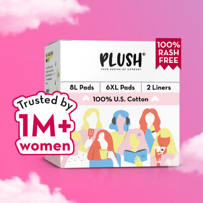 Plush Ultra Thin Sanitary Pads - 8L + 6 XL