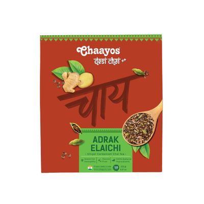 Chaayos Adrak Elaichi Tea - Ginger And Cardamom - Authentic Masala Flavour - 125 Cups