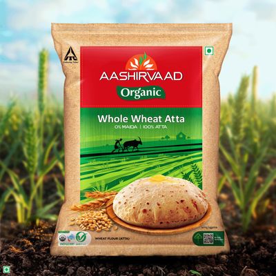 Aashirvaad Organic 100% Organic Whole Wheat Atta, 0% Maida