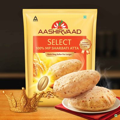 Aashirvaad Select 100% MP Sharbati Wheat Atta, 0% Maida, Made for Softer Rotis