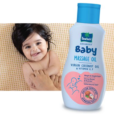 Parachute Advansed Baby Massage Oil For New Born 100% Virgin Coconut Oil Growth Vitamin E