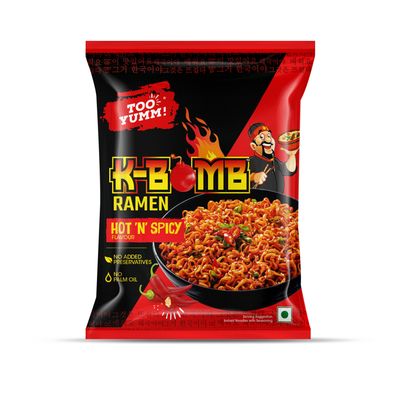 Too Yumm! K-Bomb Hot n Spicy | Ready to cook Instant Noodles | 100% Veg | Korean Noodles