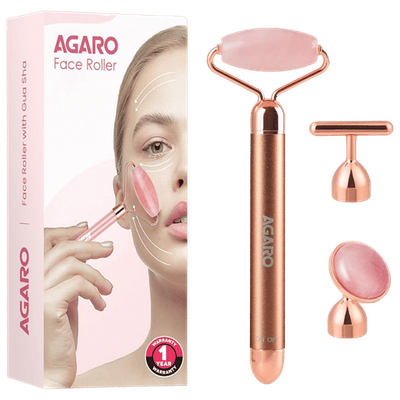 Agaro 3-In-1 Electric Rose Quartz Face Roller Kit