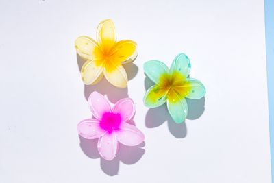 Gush Beauty Flower Hair Clutch/Clips/ Claw | Set of 3 | Pink, Yellow & Blue
