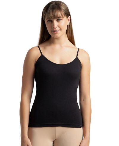 Jockey 1487 Women's Super Combed Cotton Rib Camisole|Adjustable Straps | Black-S