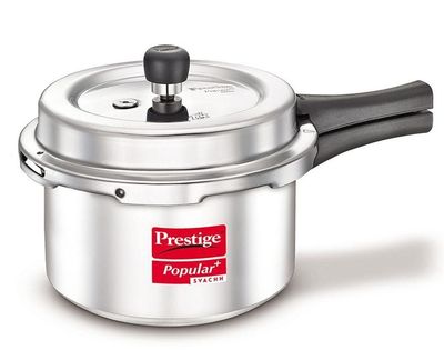 Prestige Aluminium Outer Lid Popular Plus Svachh Spillage Control Pressure Cooker, 3 L (Silver)