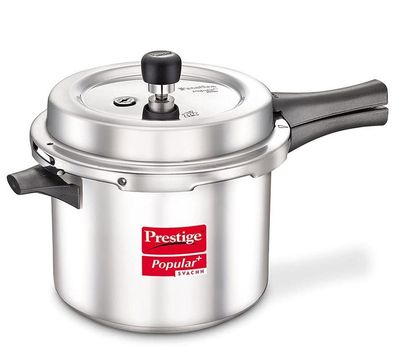 Prestige Aluminium Outer Lid Popular Plus Svachh Spillage Control Pressure Cooker, 5 L (Silver)