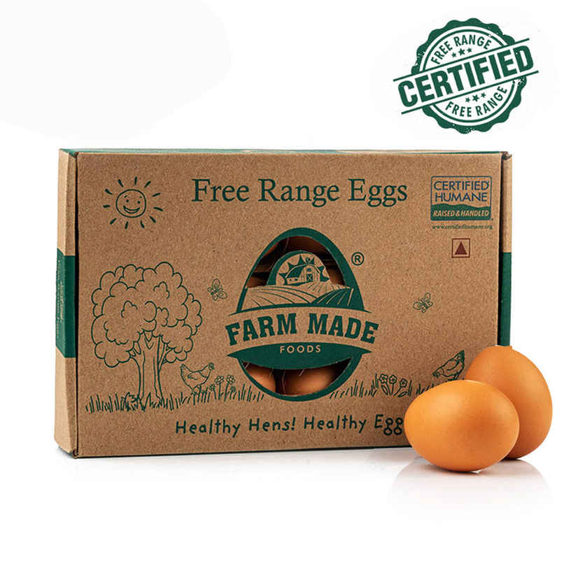 Farm Made Free Range Brown Eggs, 12 Pieces - Protein Rich, Veg Feed, Non-Fertile