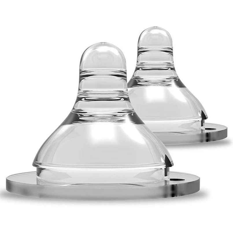 LuvLap Wide Neck Bottle Anti-Colic Nipple, Soft & Flexible Silicone, Slow Flow, 0m+, BPA Free