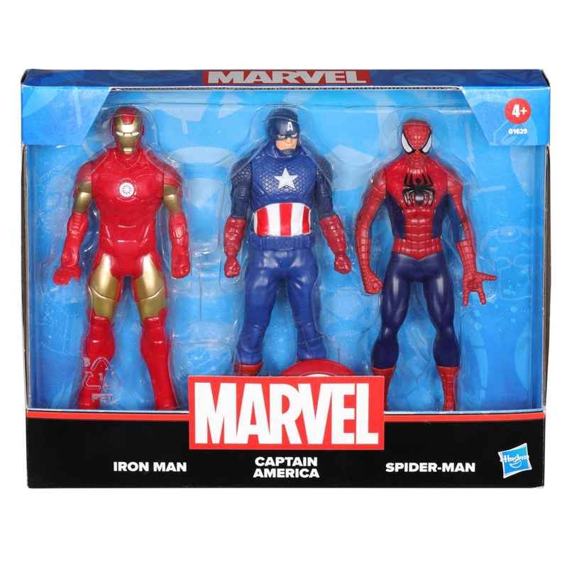 Hasbro Marvel Iron Man, Captain America, Spider Man 6 inch Action Figure 3 Pack
