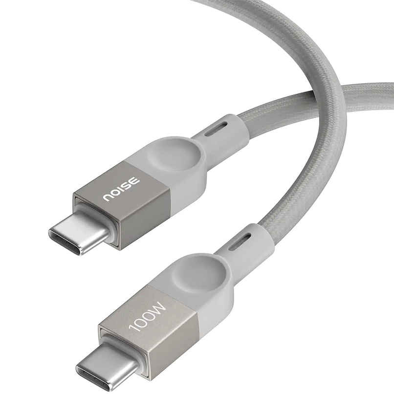 Noise Power Series 100W Braided Type-C to Type-C Cable, 1 Meter, Fast Charge | Type C Cable for iPhones 15 and Above, All Type C Androids Mobiles, Macbook, USB-C Laptops, other USB-C Devices - Grey