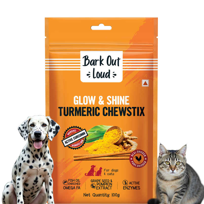 Bark Out Loud Dog Treat & Cat Treat | Turmeric Chewstix | Fresh Chicken,Pumpkin & Grape Seed Extract
