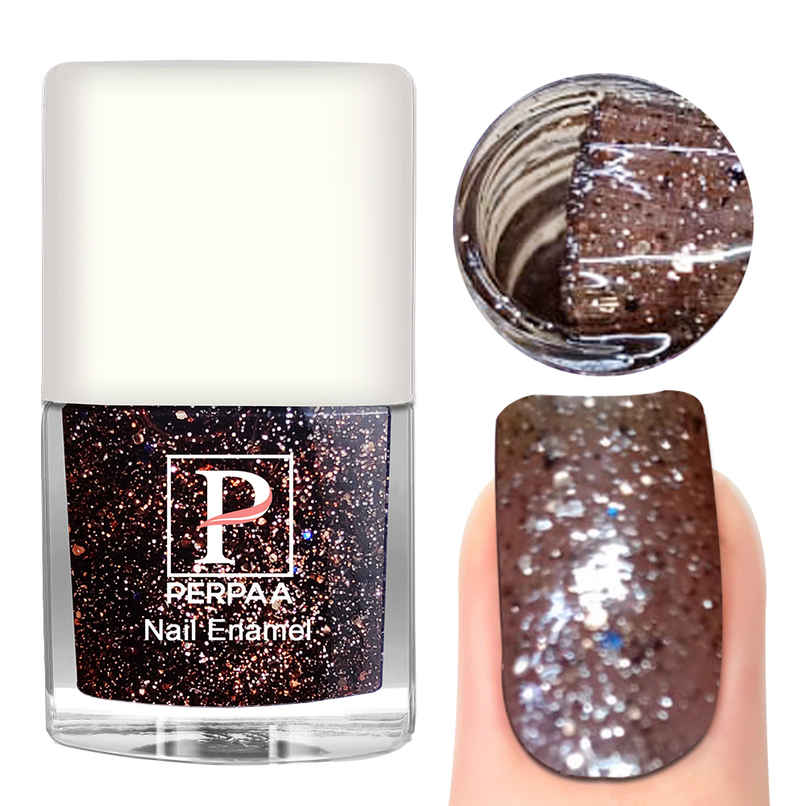 PERPAA Beauty Glitter Nail Paint | Brown Glitter