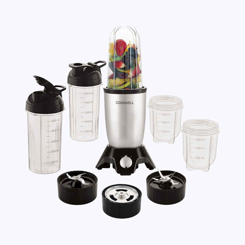 Cookwell Bullet  Juicer Mixer Grinder Nutri Blender 600W - 5 Jars & 3 Blades | Silver