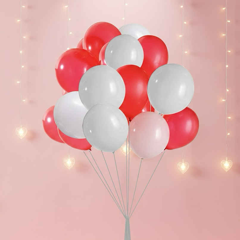 Premium Metallic Latex Balloons Red and White Decoration | Hemito Premium Metallic Latex Balloons Red and White Decoration | Hemito