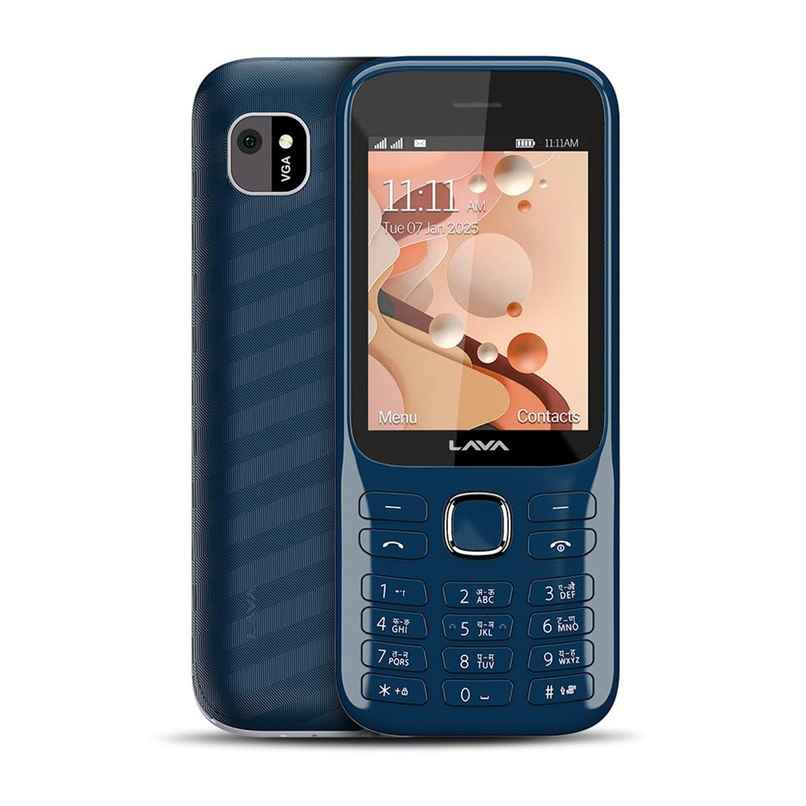 Lava Gem 2025 Dual Sim Keypad Phone (2.8" Display, Camera & Flash) | 2575mAh Smart AI | Blue Chrome