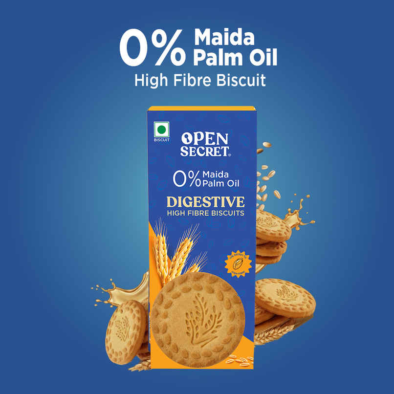 Open Secret Healthy Digestive Biscuit | 0% Maida, 0% Palm Oil, High Fibre | Goodness of Atta