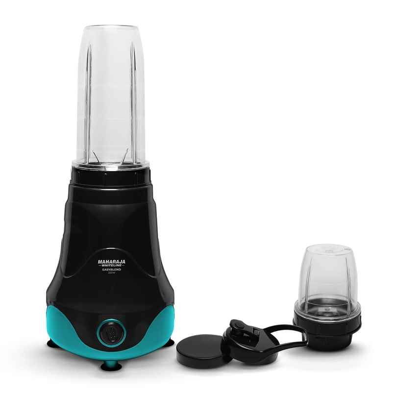 Maharaja Whiteline Plastic Easyblend Mx - 257 Mixer Grinder | 300 W | 2 Jars - Black-Turquoise Blue