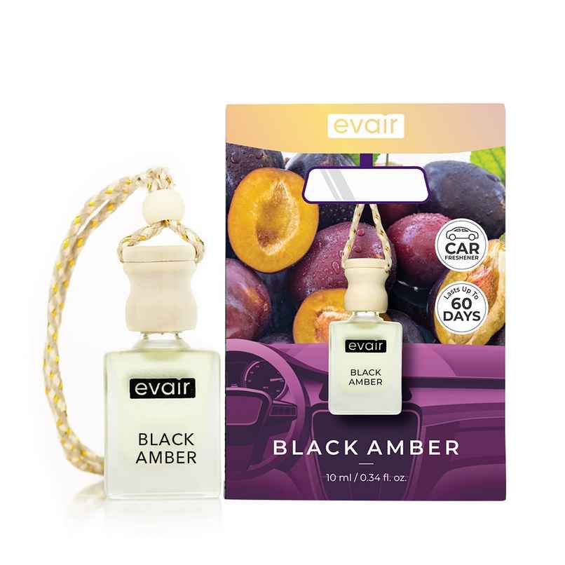 Evair Black Amber Hanging Car Air Freshener - 10 ml