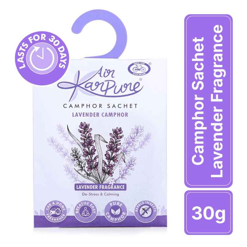 Lavender Camphor Sachet by Air Karpure|Car, Bathroom, Wardrobe & Room Freshener|From House of Cycle