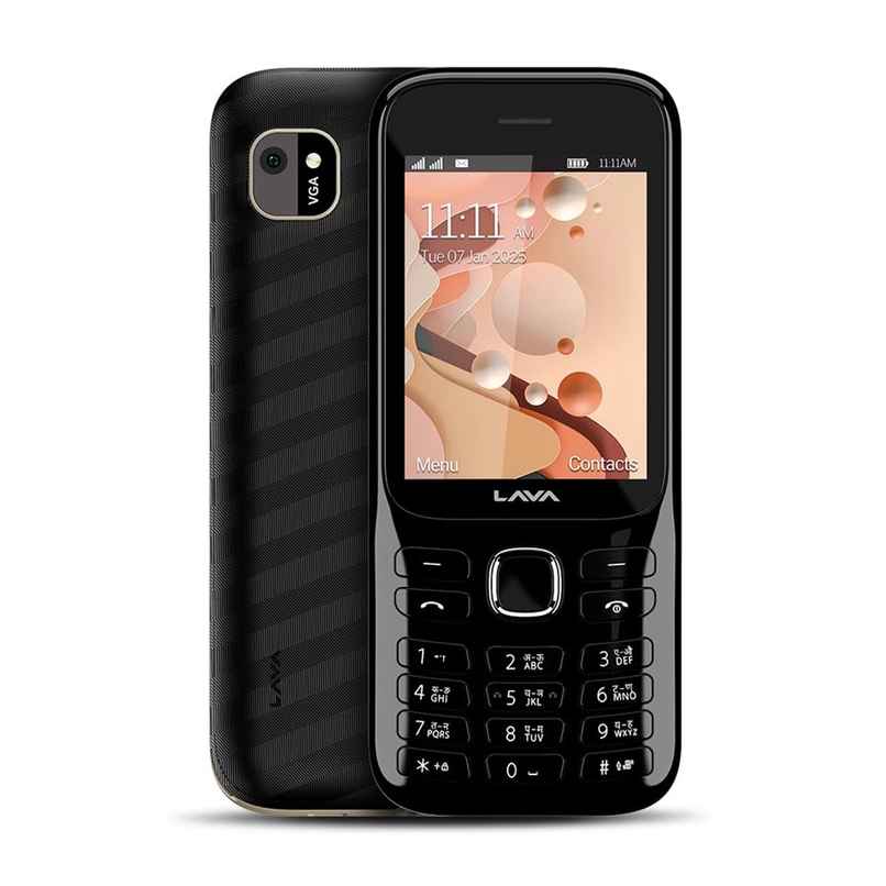Lava Gem 2025 Dual Sim Keypad Phone 2.8 inch Display, Camera & Flash | 2575mAh Smart AI Black Gold