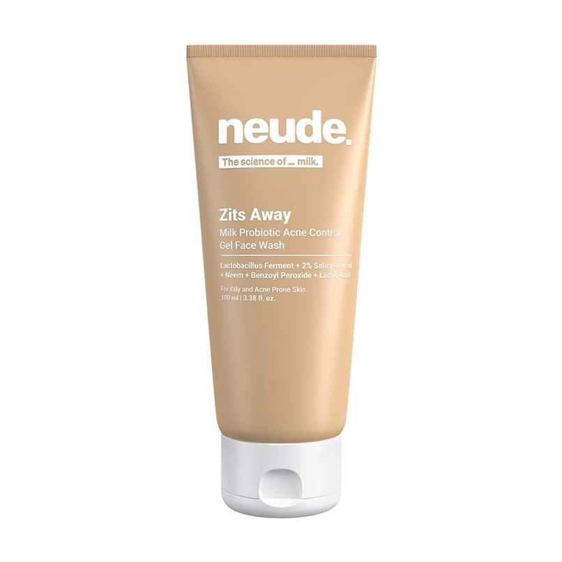Neude Milk Probiotic Acne Control Gel Face Wash with 2% Salicylic Acid & Neem | Zits Away