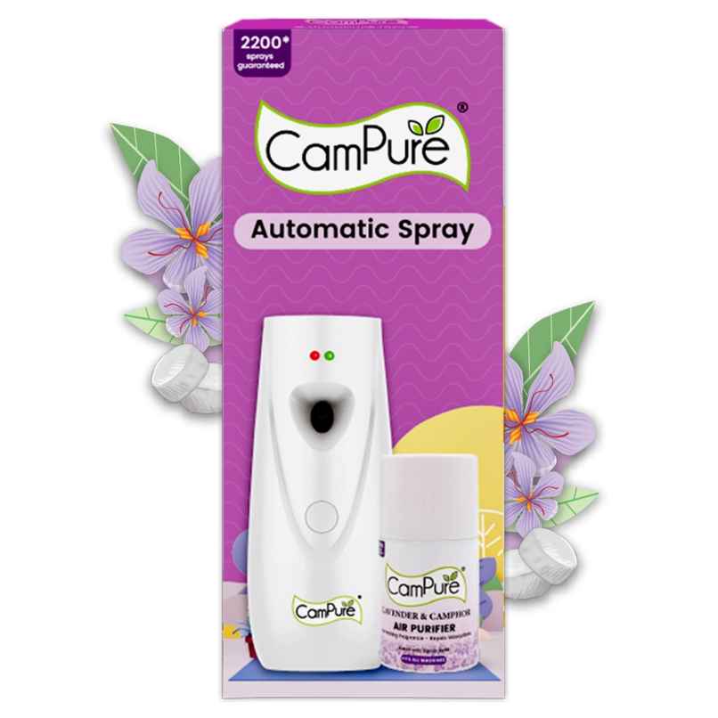 Campure Automatic Spray Machine + Lavender Camphor /Kapur Air Freshener Refill