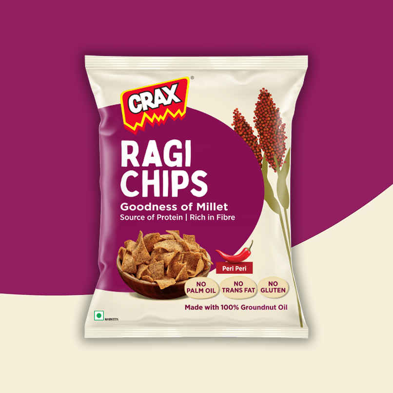 Crax Peri Peri Ragi Chips | Healthy Protein Snacks With No Palm Oil