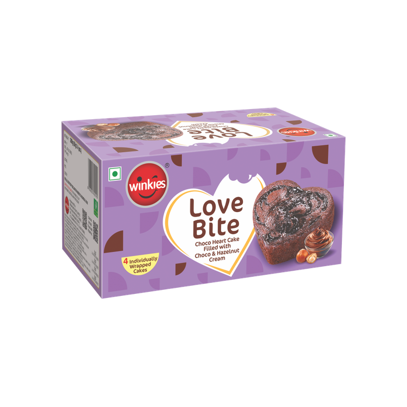 Winkies Love Bite | Choco Heart Cake Filled With Choco & Hazelnut Cream