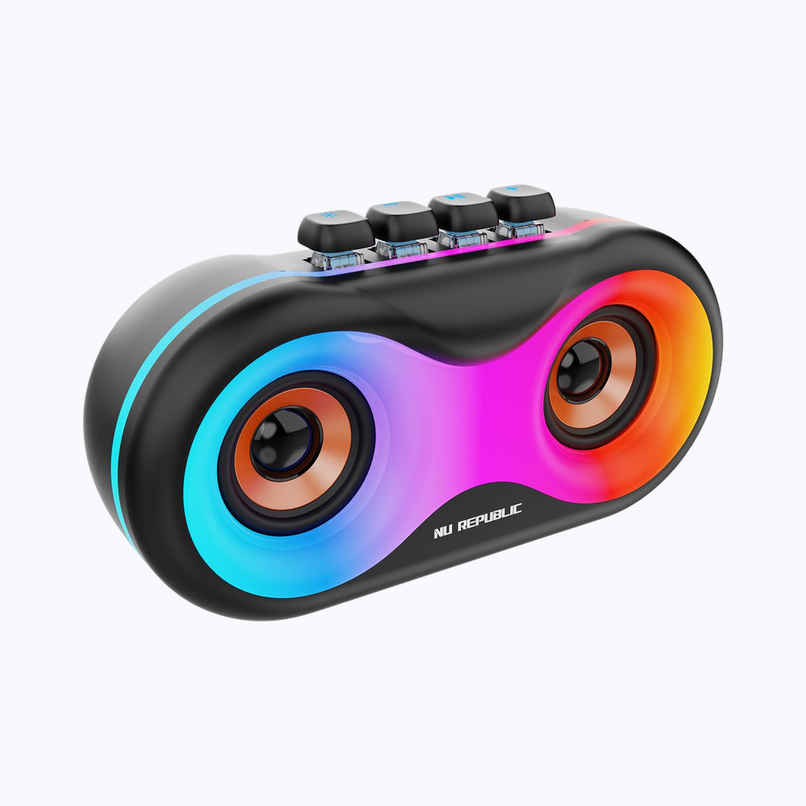 Nu Republic Sonicpop 160 With 20 Hrs Playtime, 52mm Dual Drivers, RGB LED Lights, 16W Output Bluetooth Wireless Speaker (Black)