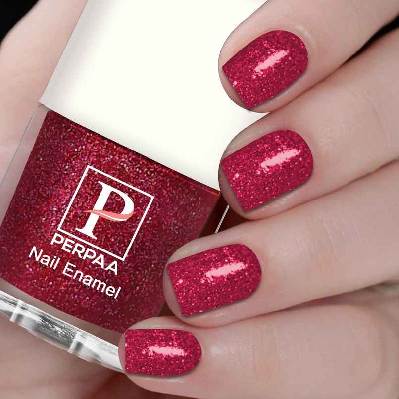 PERPAA Beauty Glitter Nail Paint | Red Glitter