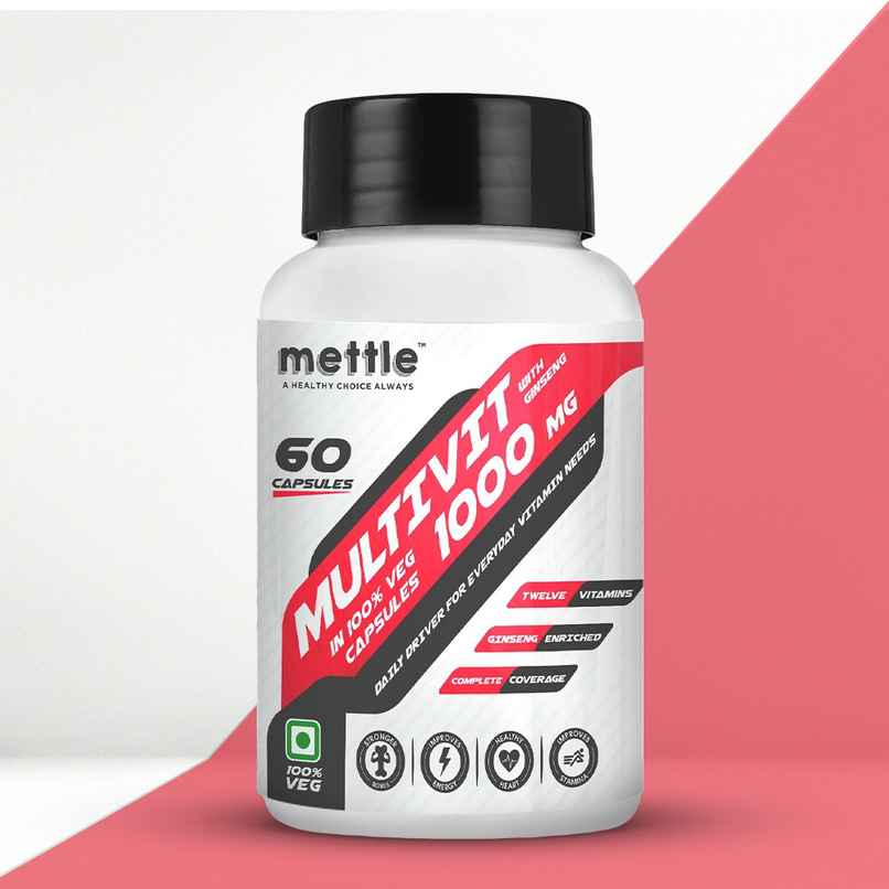 Getmymettle Multivitamin For Women And Men, With Ginseng, 12 Vitamins, Stamina & Immunity