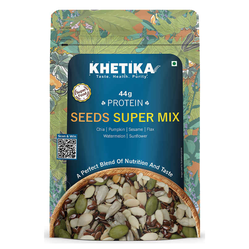 Khetika Super Seed Mix Rich in Protein 44 g, Pumpkin, Sesame, Watermelon, Sunflower, Chia Seeds