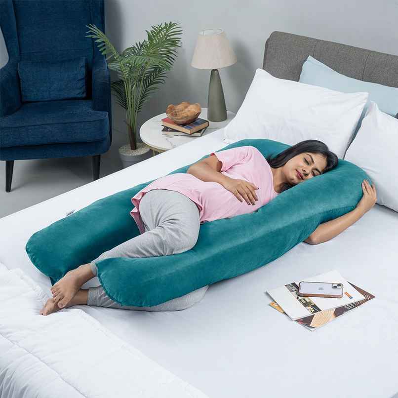 Maternity Pillow for Pregnancy Support | U Shape | Super Soft & Machine Peacock Green