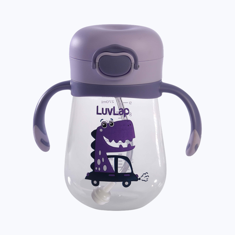 LuvLap Straw Sipper Cup with Handle, Soft Silicone, with Weighted Straw, BPA Free, 6m+