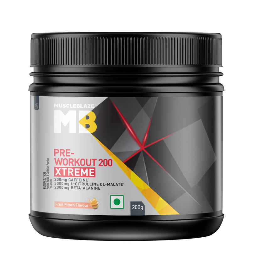 MuscleBlaze Pre Workout 200 Xtreme (Fruit Punch, 30 Servings) MuscleBlaze Pre Workout 200 Xtreme (Fruit Punch, 30 Servings)