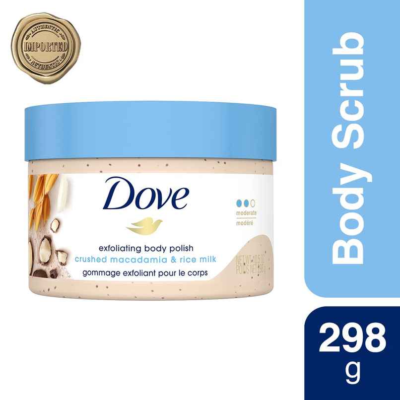 Dove Body Polish Scrub | Macadamia & Rice Milk | For Dry Skin | Get Bright Skin