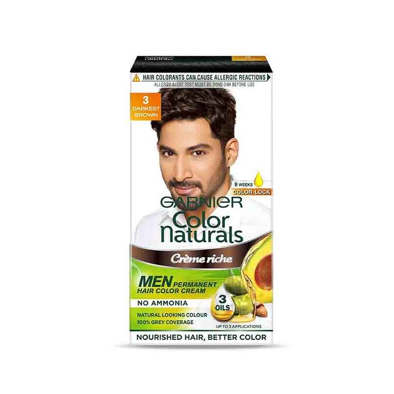Garnier Color Naturals Hair Color For Men, Shade 3, Darkest Brown