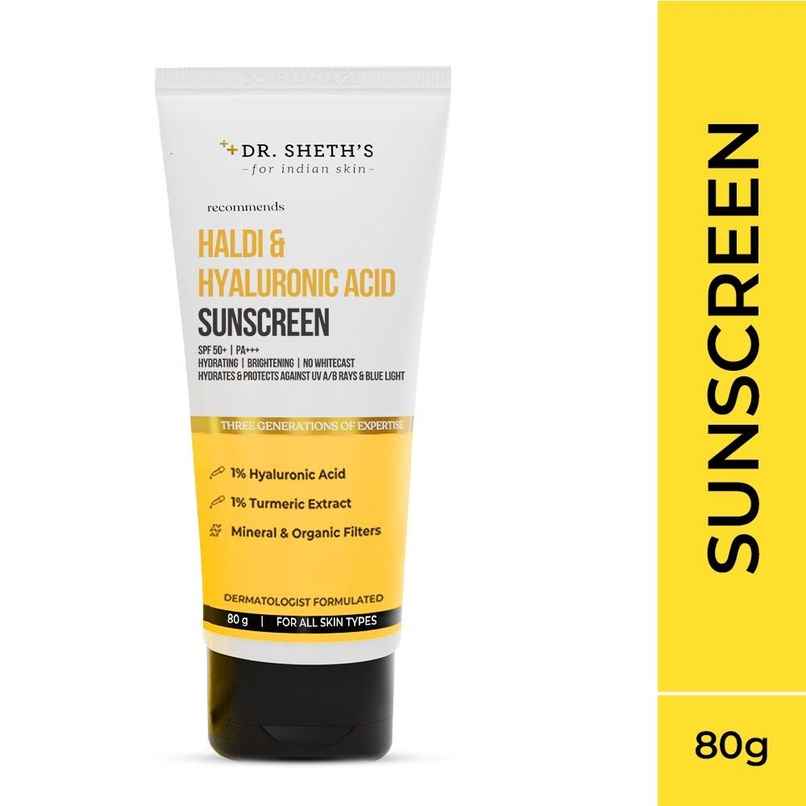 Dr. Sheth'S Haldi & Hyaluronic Acid Sunscreen Spf 50+ Pa+++ For All Skin Type