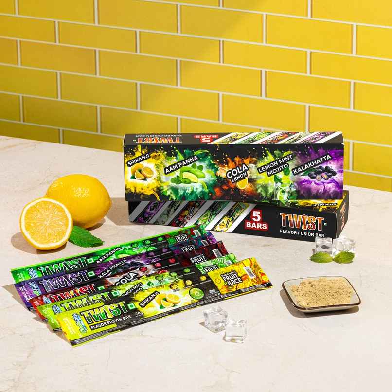 Fruitchill Twist Ice Pops/ Frozen Juice Bars Multipack- Cola Lemon, Kala Khatta, Aam Panna, Lemon Mint Mojito, Shikanji