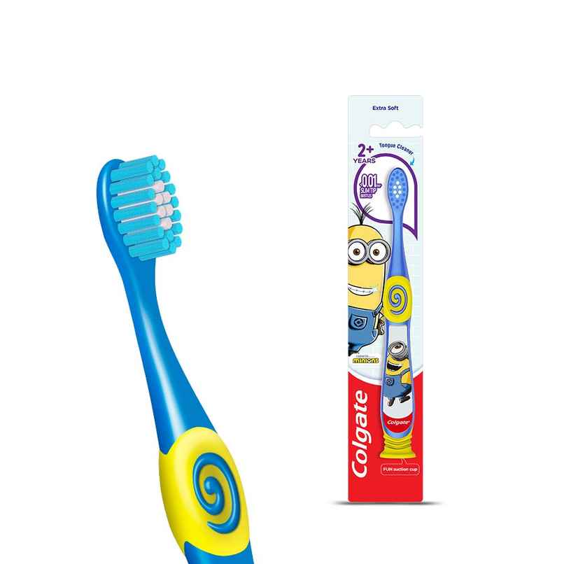Colgate Kids (2+ years) Minion Toothbrush, Extra Soft with Tongue Cleaner