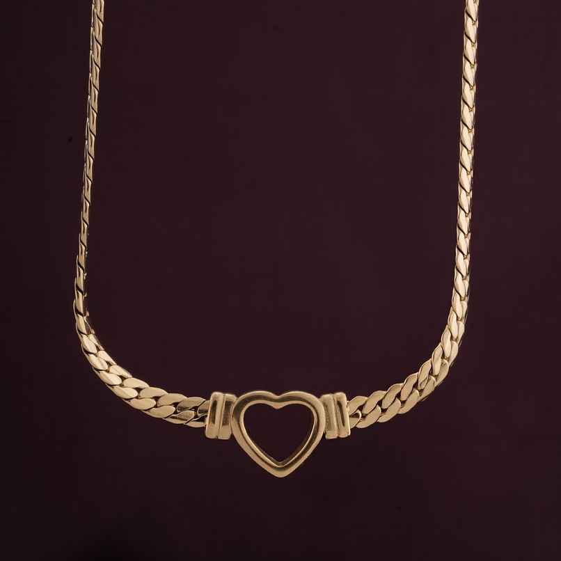 Palmonas Cuban Chain Hollow Heart Necklace Palmonas Cuban Chain Hollow Heart Necklace