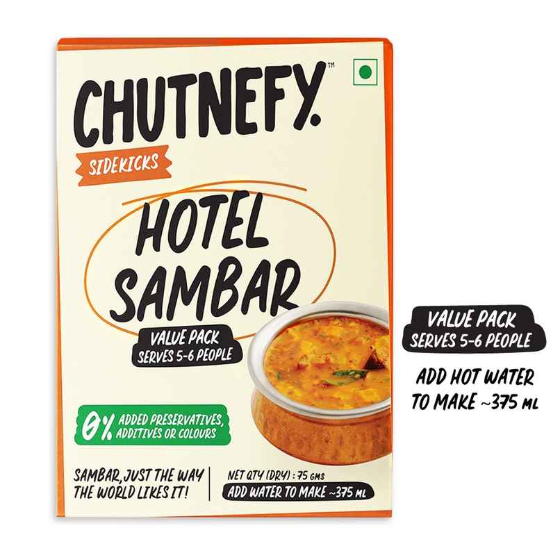 Chutnefy Hotel Sambar - Ready-To-Eat Value Pack | 0% Additive-Colours-Preservatives