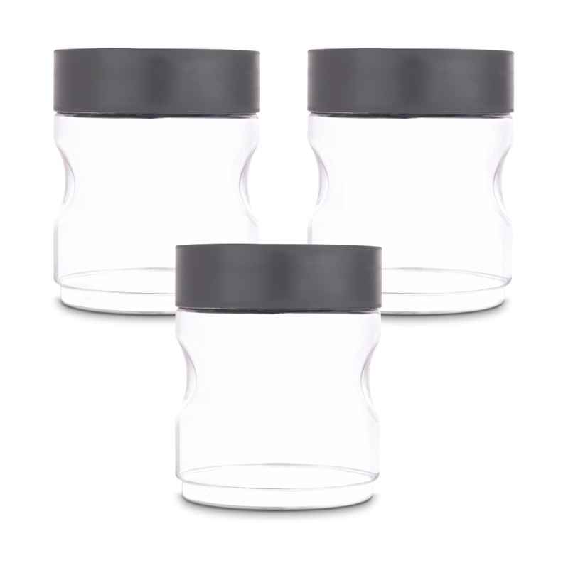 Flair Plastic Stackup Pet Jar Set Of 3 Pcs 1000 ml (Gray), Transparent Flair Plastic Stackup Pet Jar Set Of 3 Pcs 1000 ml (Gray), Transparent
