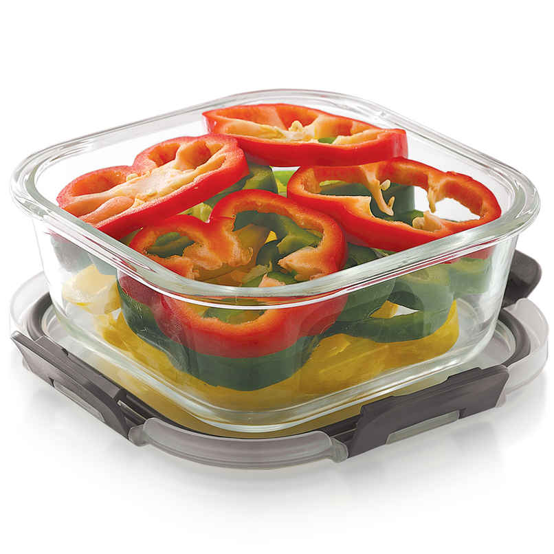 Magnus Glock 800 ml Square Grey Container with Airtight Lid & Detachable Lock, Borosilicate Glass Magnus Glock 800 ml Square Grey Container with Airtight Lid & Detachable Lock, Borosilicate Glass