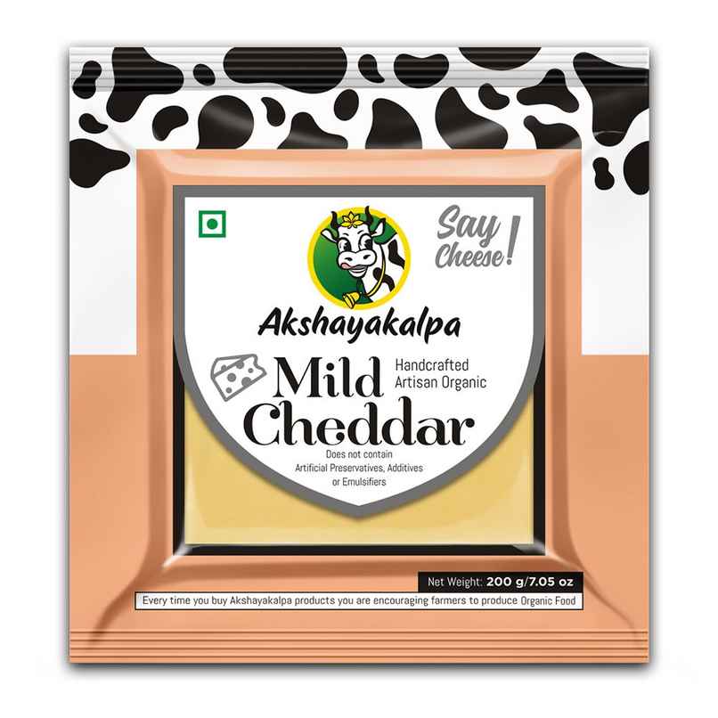 Akshayakalpa Organic Artisanal Mild Cheddar Cheese 200 Gms Akshayakalpa Organic Artisanal Mild Cheddar Cheese 200 Gms