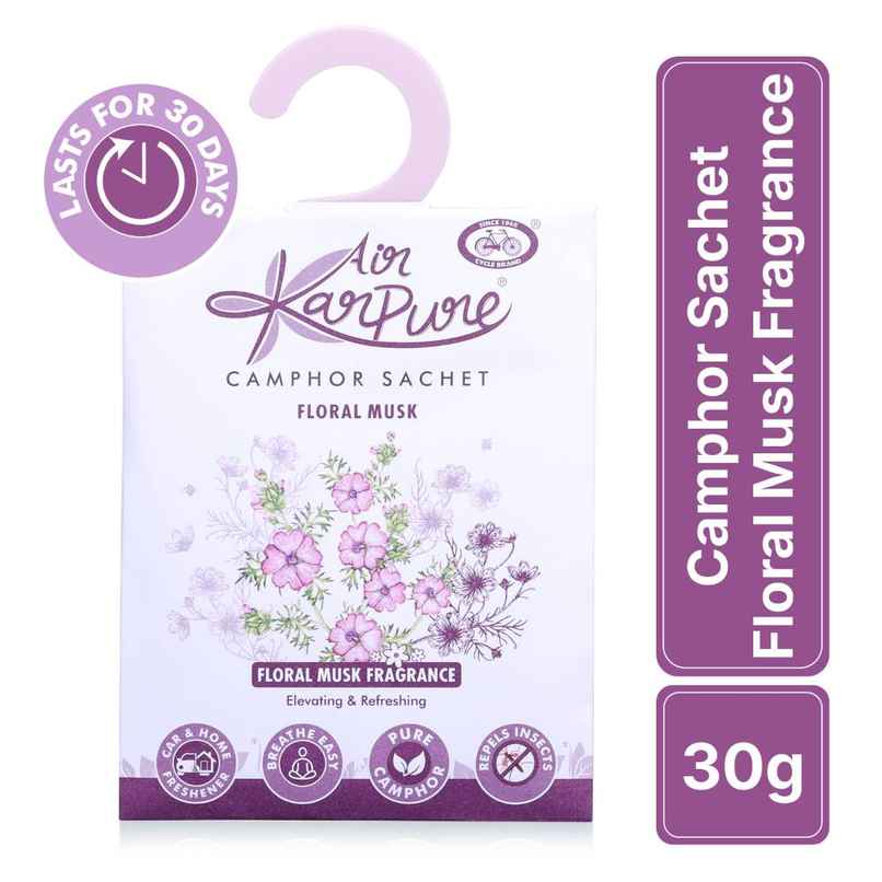 Floral Musk Camphor Sachet by Air Karpure | Car, Bathroom & Room Freshener | From House of Cycle Floral Musk Camphor Sachet by Air Karpure | Car, Bathroom & Room Freshener | From House of Cycle